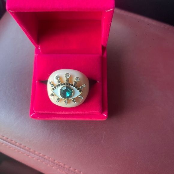 👁️ Evil eye Kurt Geiger London NWT Pink Crystal Statement Cocktail Ring Glam Jew - Picture 6 of 7